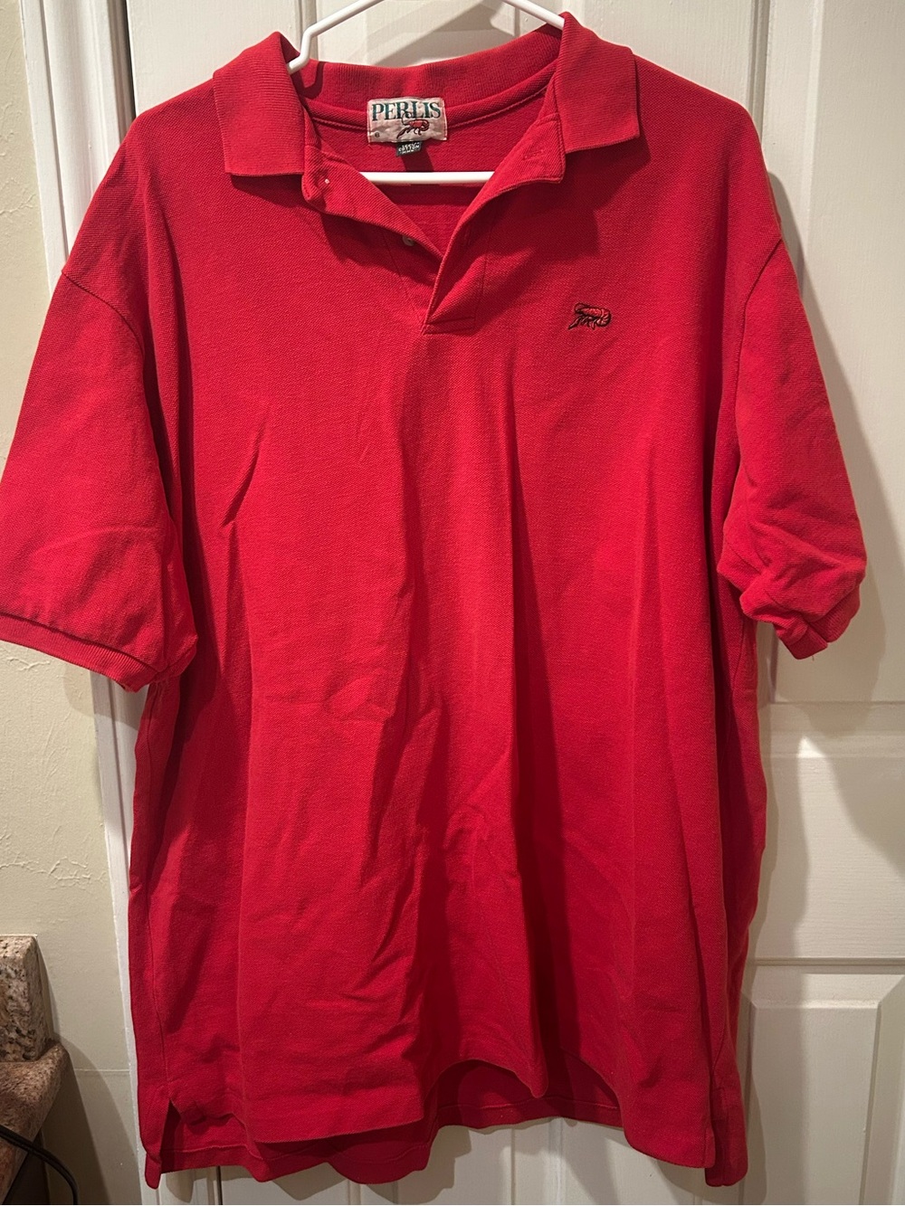 Perlis Men's Red Polo Shirt with Subtle Chest Emblem